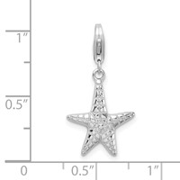 Amore La Vita Sterling Silver Rhodium-plated Polished Starfish Charm with Fancy Lobster Clasp view 4