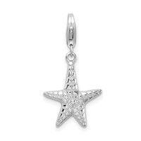 Amore La Vita Sterling Silver Rhodium-plated Polished Starfish Charm with Fancy Lobster Clasp view 1