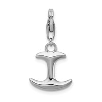 Amore La Vita Sterling Silver Rhodium-plated Polished 3-D Anchor Charm with Fancy Lobster Clasp view 3