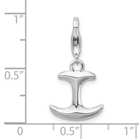 Amore La Vita Sterling Silver Rhodium-plated Polished 3-D Anchor Charm with Fancy Lobster Clasp view 4