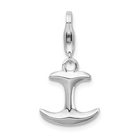 Amore La Vita Sterling Silver Rhodium-plated Polished 3-D Anchor Charm with Fancy Lobster Clasp view 1