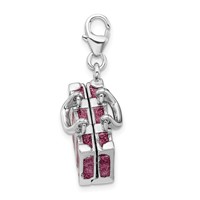 Amore La Vita Sterling Silver Rhodium-plated Polished 3-D Glitter Enameled Moveable Luggage Charm with Fancy Lobster Clasp view 2