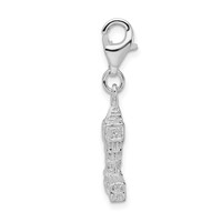 Amore La Vita Sterling Silver Rhodium-plated Polished 3-D Polished Big Ben Charm with Fancy Lobster Clasp view 2