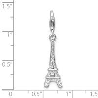 Amore La Vita Sterling Silver Rhodium-plated Polished 3-D Eiffel Tower Charm with Fancy Lobster Clasp view 5