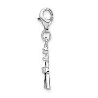 Amore La Vita Sterling Silver Rhodium-plated Polished Black Enameled CZ Eiffel Tower Charm with Fancy Lobster Clasp view 2