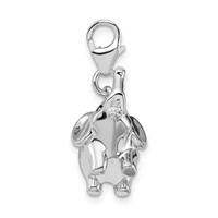 Amore La Vita Sterling Silver Rhodium-plated Polished 3-D Enameled Elephant Charm with Fancy Lobster Clasp view 2