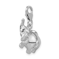 Amore La Vita Sterling Silver Rhodium-plated Polished 3-D Enameled Elephant Charm with Fancy Lobster Clasp view 4