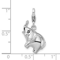 Amore La Vita Sterling Silver Rhodium-plated Polished 3-D Enameled Elephant Charm with Fancy Lobster Clasp view 5