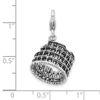 Amore La Vita Sterling Silver Rhodium-plated Polished 3-D Antiqued Coliseum Charm with Fancy Lobster Clasp view 5