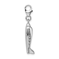 Amore La Vita Sterling Silver Rhodium-plated Polished 3-D Crystal Airplane Charm with Fancy Lobster Clasp view 2
