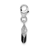 Amore La Vita Sterling Silver Rhodium-plated Polished 3-D Enameled Pistol Charm with Fancy Lobster Clasp view 2