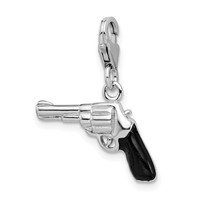 Amore La Vita Sterling Silver Rhodium-plated Polished 3-D Enameled Pistol Charm with Fancy Lobster Clasp view 4