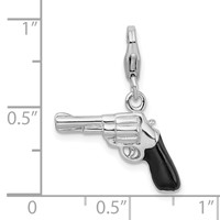 Amore La Vita Sterling Silver Rhodium-plated Polished 3-D Enameled Pistol Charm with Fancy Lobster Clasp view 5
