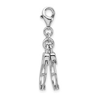 Amore La Vita Sterling Silver Rhodium-plated Polished 3-D Moveable Hand Cuffs Charm with Fancy Lobster Clasp view 2