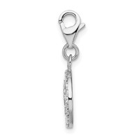 Amore La Vita Sterling Silver Rhodium-plated Polished CZ Peace Sign Charm with Fancy Lobster Clasp view 2