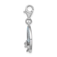 Amore La Vita Sterling Silver Rhodium-plated Polished Enameled Peace Sign with Dragonfly Charm with Fancy Lobster Clasp view 2