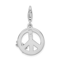Amore La Vita Sterling Silver Rhodium-plated Polished Enameled Peace Sign with Dragonfly Charm with Fancy Lobster Clasp view 3