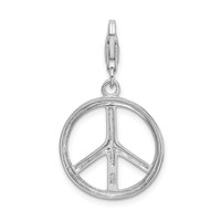 Amore La Vita Sterling Silver Rhodium-plated Polished Peace Sign Charm with Fancy Lobster Clasp view 3