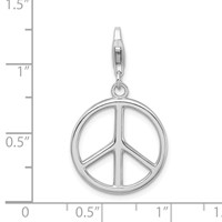 Amore La Vita Sterling Silver Rhodium-plated Polished Peace Sign Charm with Fancy Lobster Clasp view 4