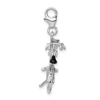 Amore La Vita Sterling Silver Rhodium-plated Polished 3-D Enameled Moveable Bicycle Charm with Fancy Lobster Clasp view 2