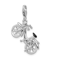 Amore La Vita Sterling Silver Rhodium-plated Polished 3-D Enameled Moveable Bicycle Charm with Fancy Lobster Clasp view 4