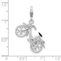 Amore La Vita Sterling Silver Rhodium-plated Polished 3-D Enameled Moveable Bicycle Charm with Fancy Lobster Clasp view 5
