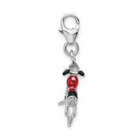 Amore La Vita Sterling Silver Rhodium-plated Polished 3-D Enameled Motorcycle Charm with Fancy Lobster Clasp view 2