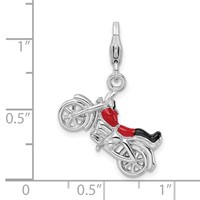 Amore La Vita Sterling Silver Rhodium-plated Polished 3-D Enameled Motorcycle Charm with Fancy Lobster Clasp view 5