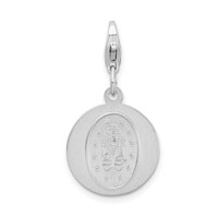 Amore La Vita Sterling Silver Rhodium-plated Polished Miraculous Medal Charm with Fancy Lobster Clasp view 3