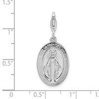 Amore La Vita Sterling Silver Rhodium-plated Polished Miraculous Medal Charm with Fancy Lobster Clasp view 4