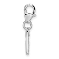 Amore La Vita Sterling Silver Rhodium-plated Polished Reversible CZ Cut-out Cross Faith Clip-on Charm with Fancy Lobster Clasp view 2