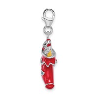 Amore La Vita Sterling Silver Rhodium-plated Polished 3-D Red Enameled Holiday Stocking Charm with Fancy Lobster Clasp view 2