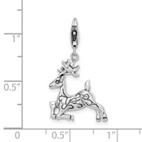Amore La Vita Sterling Silver 3-D Polished Reindeer Charm with Fancy Lobster Clasp view 4