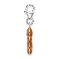 Amore La Vita Sterling Silver Rhodium-plated Polished 3-D Enameled Gingerbread Cookie Charm with Fancy Lobster Clasp view 2