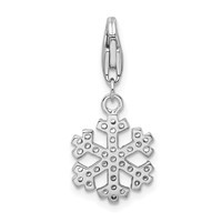Amore La Vita Sterling Silver Rhodium-plated Polished CZ Snowflake Charm with Fancy Lobster Clasp view 3