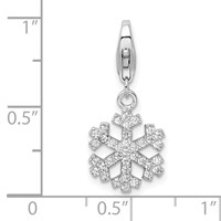 Amore La Vita Sterling Silver Rhodium-plated Polished CZ Snowflake Charm with Fancy Lobster Clasp view 4