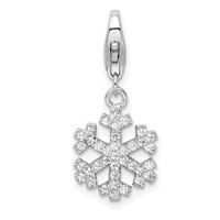 Amore La Vita Sterling Silver Rhodium-plated Polished CZ Snowflake Charm with Fancy Lobster Clasp view 1