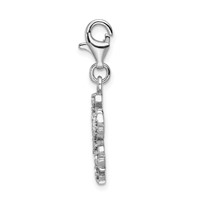 Amore La Vita Sterling Silver Rhodium-plated Polished Glass Stone Snowflake Charm with Fancy Lobster Clasp view 2
