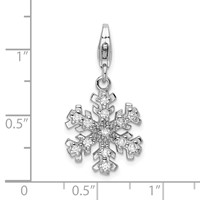 Amore La Vita Sterling Silver Rhodium-plated Polished Glass Stone Snowflake Charm with Fancy Lobster Clasp view 4