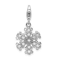 Amore La Vita Sterling Silver Rhodium-plated Polished Glass Stone Snowflake Charm with Fancy Lobster Clasp view 1