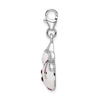 Amore La Vita Sterling Silver Rhodium-plated Polished 3-D Enameled with Crystal Snowman Charm with Fancy Lobster Clasp view 2