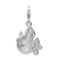 Amore La Vita Sterling Silver Rhodium-plated Polished 3-D Enameled with Crystal Snowman Charm with Fancy Lobster Clasp view 3