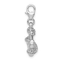 Amore La Vita Sterling Silver Rhodium-plated Polished 3-D Enameled Swarovski Crystal Anchor Charm with Fancy Lobster Clasp view 2