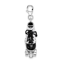 Amore La Vita Sterling Silver Rhodium-plated Polished 3-D Moveable Enameled Roller Skate Charm with Fancy Lobster Clasp view 2