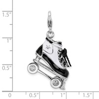 Amore La Vita Sterling Silver Rhodium-plated Polished 3-D Moveable Enameled Roller Skate Charm with Fancy Lobster Clasp view 5