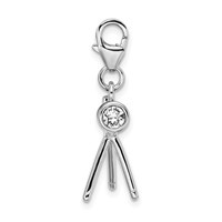 Amore La Vita Sterling Silver Rhodium-plated Polished 3-D Enameled Crystal From Swarovski Telescope Charm with Fancy Lobster Clasp view 2