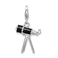 Amore La Vita Sterling Silver Rhodium-plated Polished 3-D Enameled Crystal From Swarovski Telescope Charm with Fancy Lobster Clasp view 3
