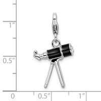 Amore La Vita Sterling Silver Rhodium-plated Polished 3-D Enameled Crystal From Swarovski Telescope Charm with Fancy Lobster Clasp view 4