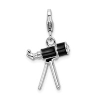 Amore La Vita Sterling Silver Rhodium-plated Polished 3-D Enameled Crystal From Swarovski Telescope Charm with Fancy Lobster Clasp view 1