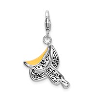 Amore La Vita Sterling Silver Rhodium-plated Polished 3-D Enameled Saddle Charm with Fancy Lobster Clasp view 3